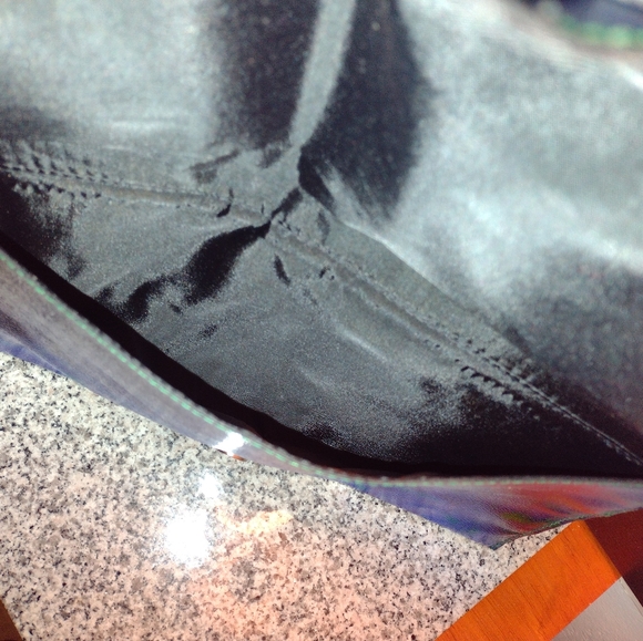 H&M Iridescent Blue Green Clutch/Messenger Handbag Purse with Strap - Picture 6 of 10